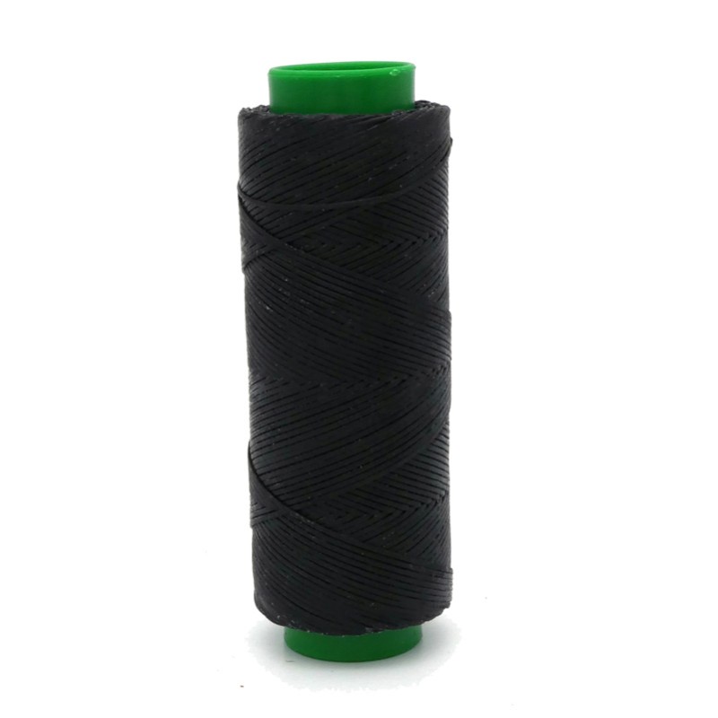 Fil de polyester tressé & poissé Noir  diam 1 mm longueur 100m