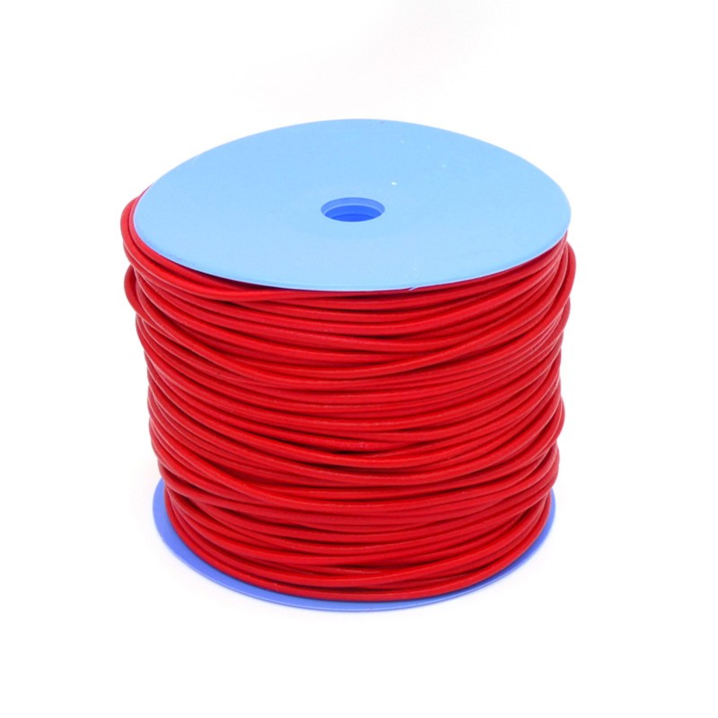 Lacet Cuir Rond Qualité Supérieure 3 mm bobiné Rouge