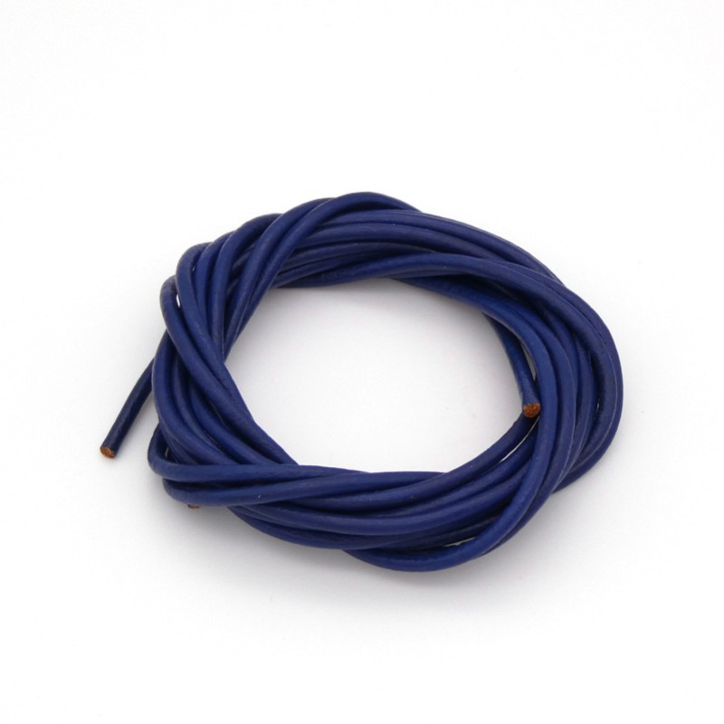 Lacet Cuir Rond diamètre 2mm longueur 100 cm Bleu