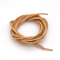 Lacet Cuir Rond diamètre 2mm longueur 100 cm Naturel