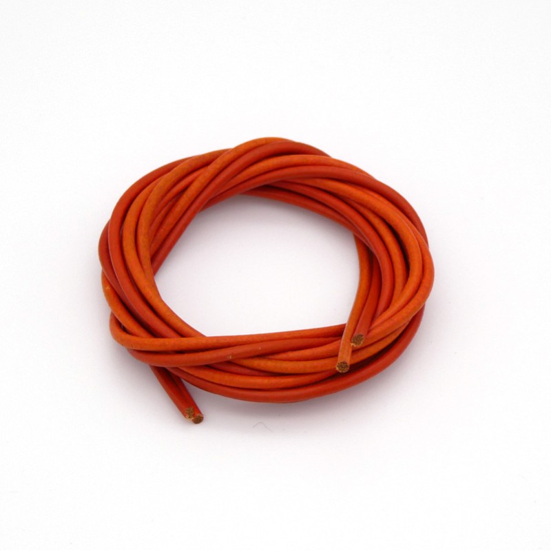 Lacet Cuir Rond diamètre 2mm longueur 100 cm Orange