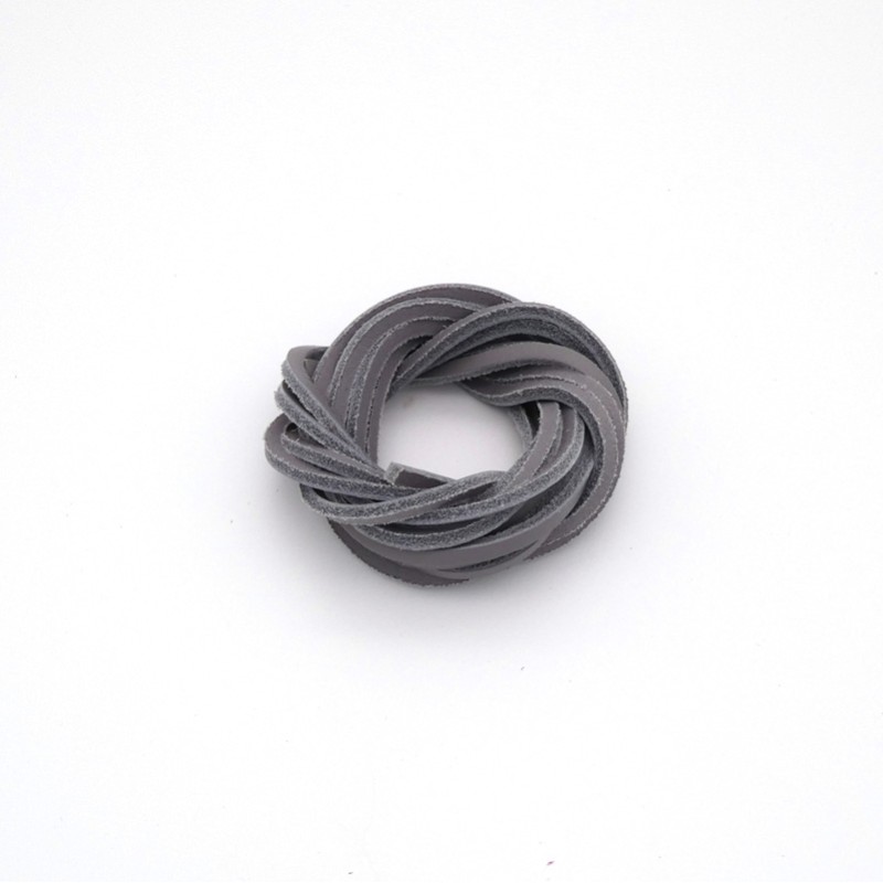 Lacet Bateaux Cuir Carré 3x3mm longueur 120cm Gris