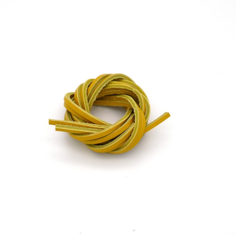 Lacet Bateaux Cuir Carré 3x3mm longueur 120cm Jaune