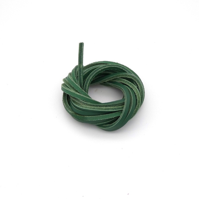 Lacet Bateaux Cuir Carré 3x3mm longueur 120cm Vert
