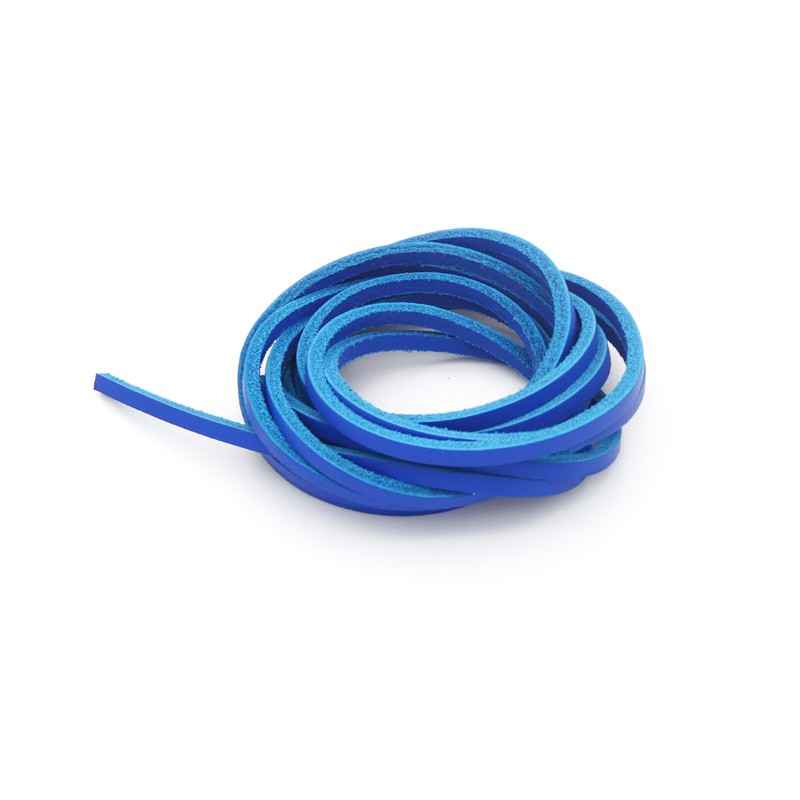 Lacet Bateaux Cuir Carré 3x3mm longueur 120cm Bleu